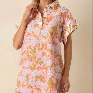 Elegant Floral Button-Down Dress in Pink-NEW!